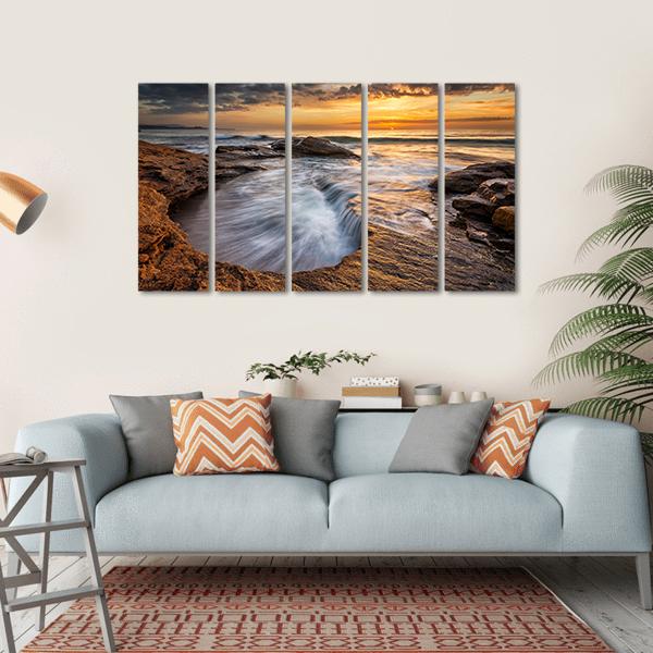 Black Sea Coast Bulgaria Canvas Wall Art-5 Horizontal-Gallery Wrap-22" x 12"-Tiaracle