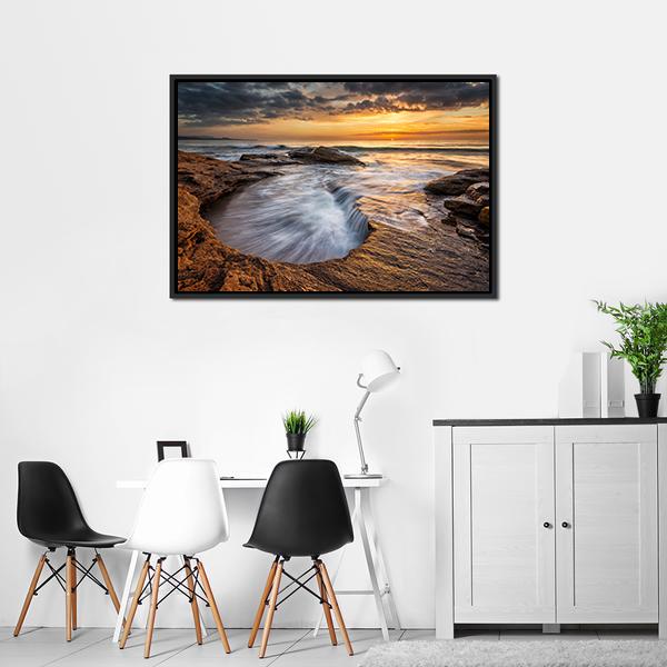 Black Sea Coast Bulgaria Canvas Wall Art-5 Horizontal-Gallery Wrap-22" x 12"-Tiaracle