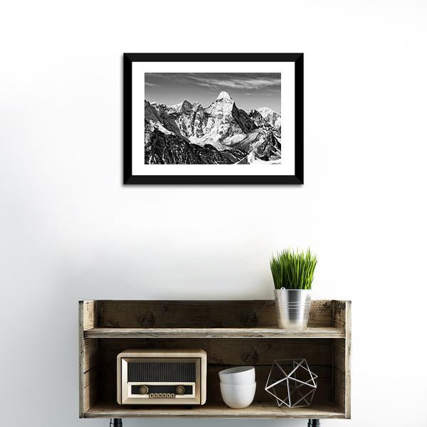 Black & White Ama Dablam Canvas Wall Art-1 Piece-Framed Print-20" x 16"-Tiaracle