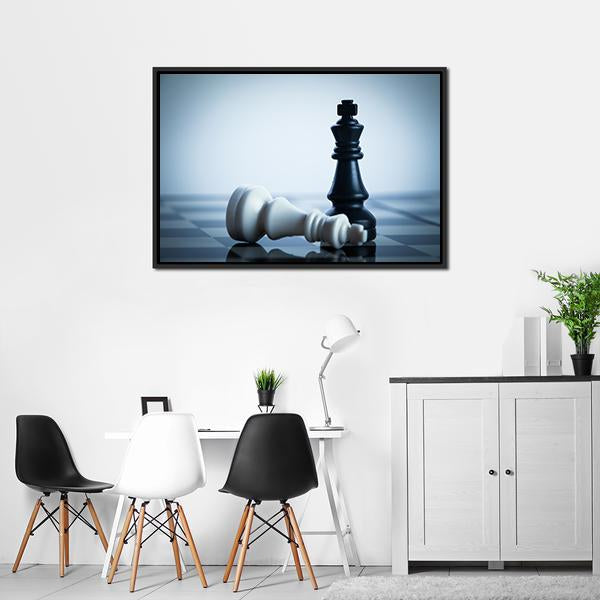 Black & White Chess Canvas Wall Art-5 Horizontal-Gallery Wrap-22" x 12"-Tiaracle