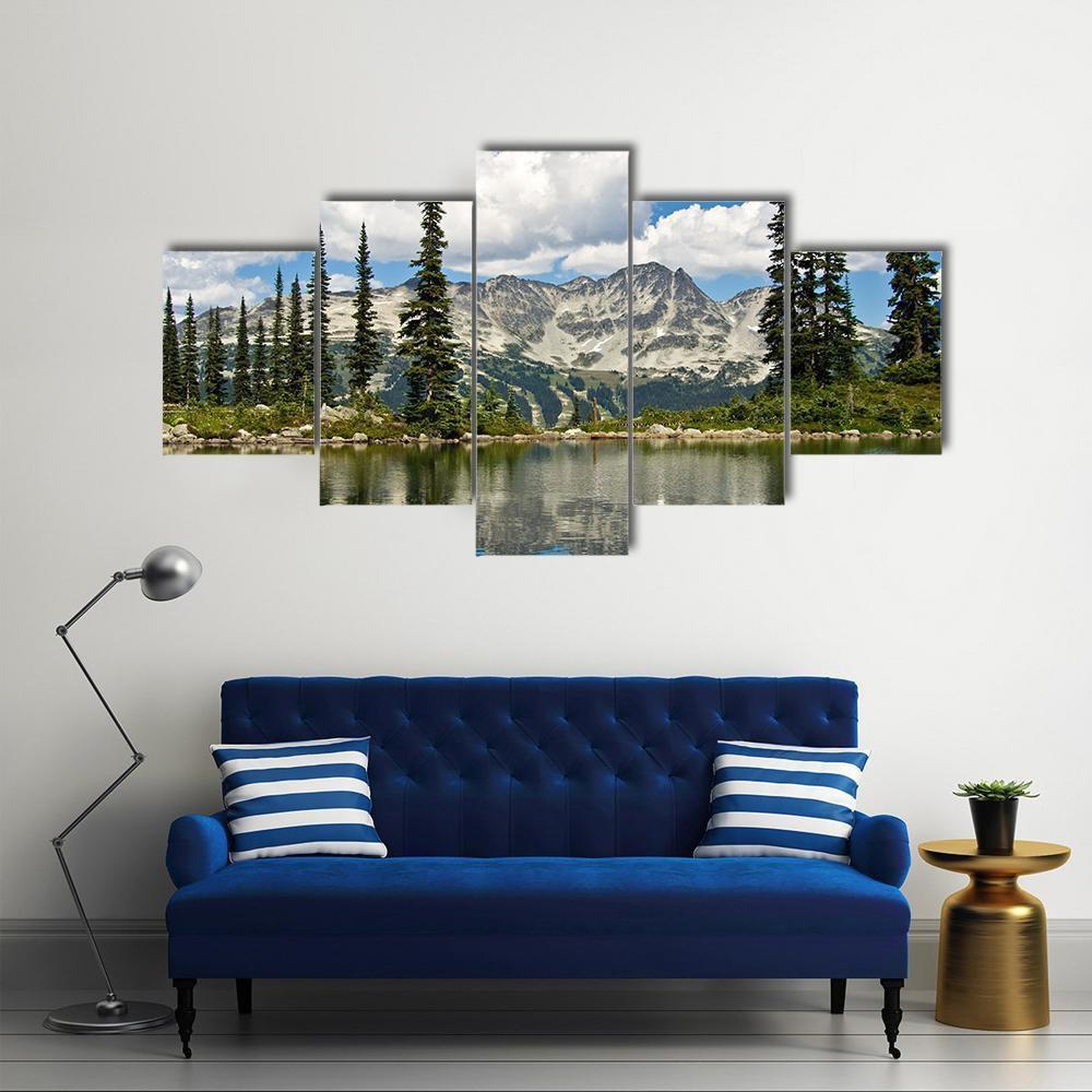Blackcomb Mountain Reflecting off Harmony Lake Canvas Wall Art-5 Star-Gallery Wrap-62" x 32"-Tiaracle