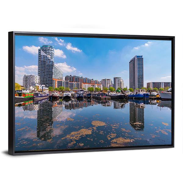 Blackwall Basin Riverside Canvas Wall Art-3 Horizontal-Gallery Wrap-25" x 16"-Tiaracle