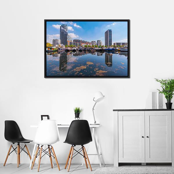 Blackwall Basin Riverside Canvas Wall Art-3 Horizontal-Gallery Wrap-25" x 16"-Tiaracle