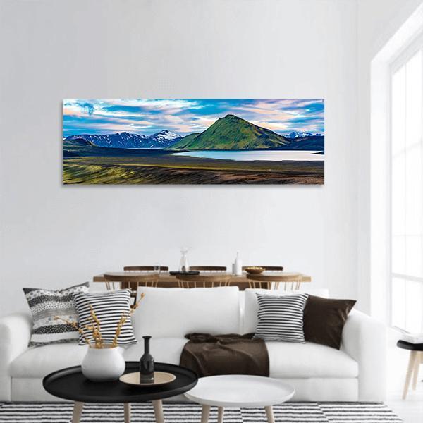 Blahylur Lake In Iceland Panoramic Canvas Wall Art-1 Piece-36" x 12"-Tiaracle