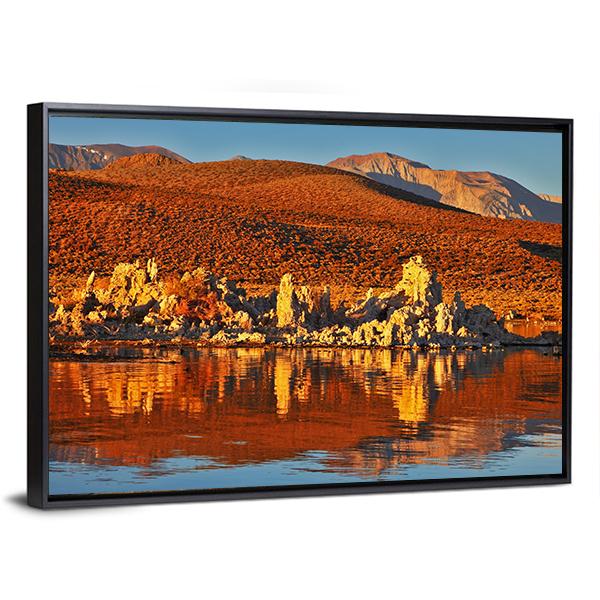 Orange Sunset At Mono Lake Canvas Wall Art-3 Horizontal-Gallery Wrap-25" x 16"-Tiaracle