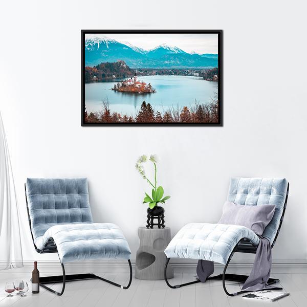 Bled Castle With Lake Canvas Wall Art-5 Horizontal-Gallery Wrap-22" x 12"-Tiaracle