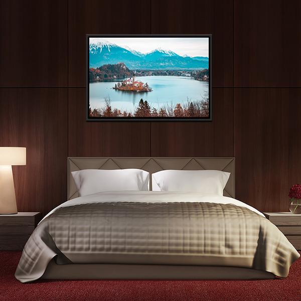 Bled Castle With Lake Canvas Wall Art-5 Horizontal-Gallery Wrap-22" x 12"-Tiaracle