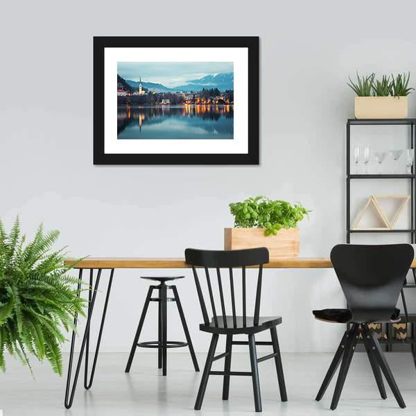 Bled Lake At Dusk Canvas Wall Art-3 Horizontal-Gallery Wrap-25" x 16"-Tiaracle