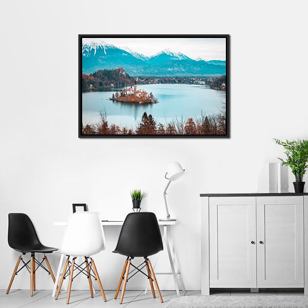 Bled Castle With Lake Canvas Wall Art-3 Horizontal-Gallery Wrap-25" x 16"-Tiaracle