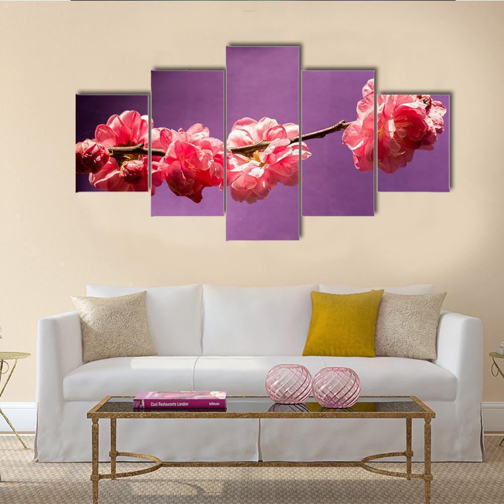 Bloom Blossom Flowers Canvas Wall Art-5 Star-Gallery Wrap-62" x 32"-Tiaracle