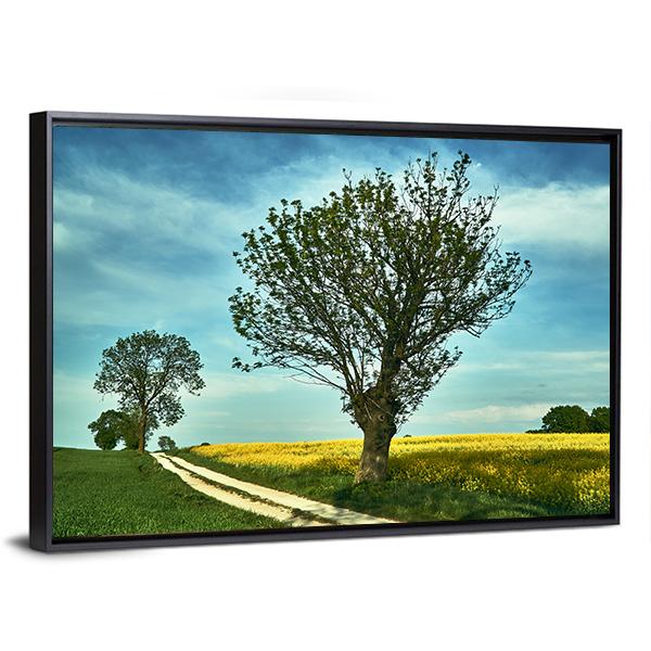 Blooming Rapeseed Poland Canvas Wall Art-5 Horizontal-Gallery Wrap-22" x 12"-Tiaracle