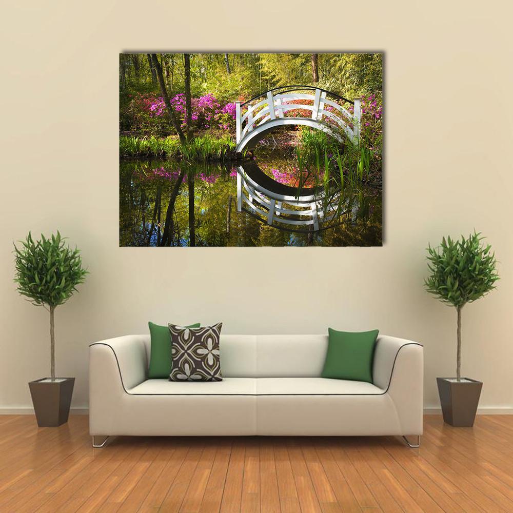 Garden Nature Pond Canvas Wall Art-1 Piece-Gallery Wrap-48" x 32"-Tiaracle