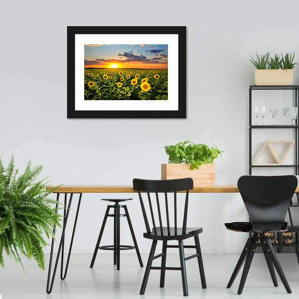 Blooming Sunflowers Canvas Wall Art-5 Horizontal-Gallery Wrap-22" x 12"-Tiaracle