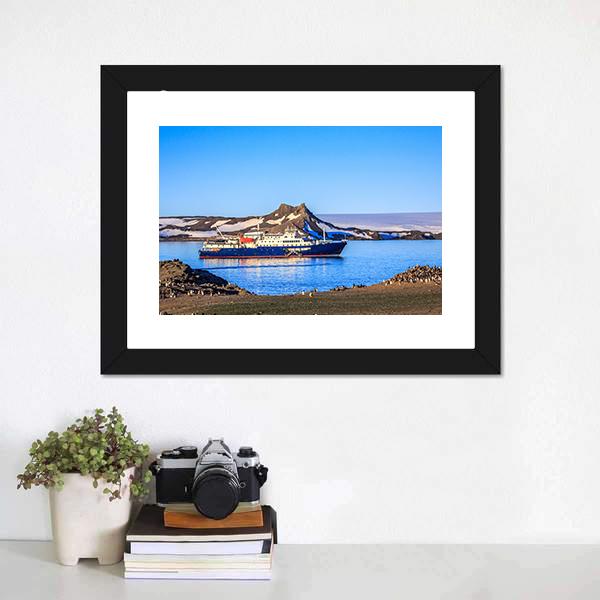 Blue Antarctic Cruise Ship Panoramic Canvas Wall Art-1 Piece-36" x 12"-Tiaracle