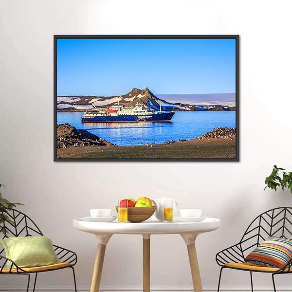 Blue Antarctic Cruise Ship Panoramic Canvas Wall Art-1 Piece-36" x 12"-Tiaracle