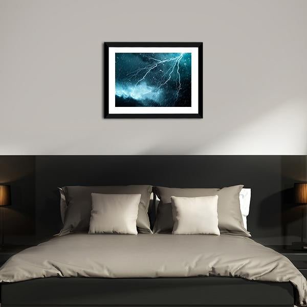 Blue Color Lightning Canvas Wall Art-3 Horizontal-Gallery Wrap-25" x 16"-Tiaracle