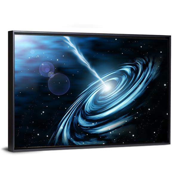 Blue Galaxy With Star Dust Canvas Wall Art-5 Horizontal-Gallery Wrap-22" x 12"-Tiaracle