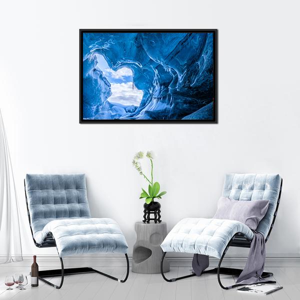 Blue Glacier Cave Canvas Wall Art-3 Horizontal-Gallery Wrap-25" x 16"-Tiaracle