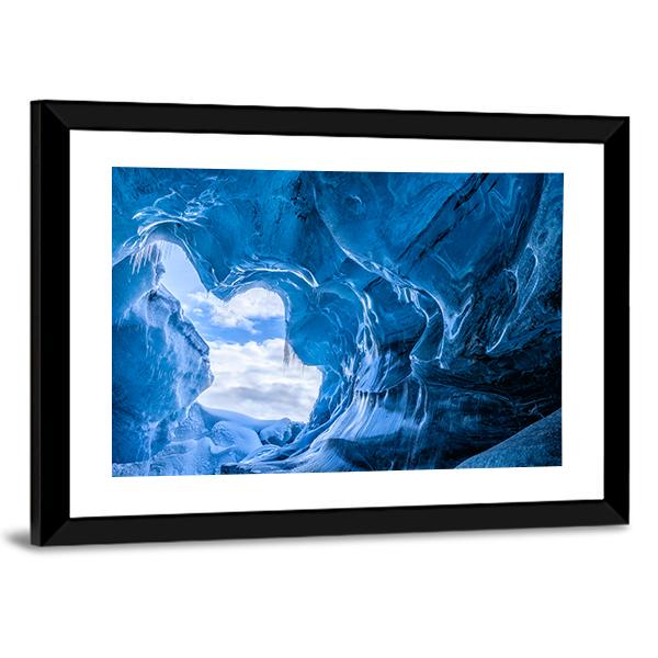 Blue Glacier Cave Canvas Wall Art-3 Horizontal-Gallery Wrap-25" x 16"-Tiaracle