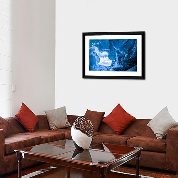 Blue Glacier Cave Canvas Wall Art-3 Horizontal-Gallery Wrap-25" x 16"-Tiaracle