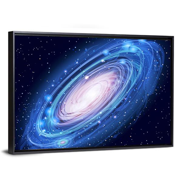 Blue Glowing Andromeda Canvas Wall Art-3 Horizontal-Gallery Wrap-25" x 16"-Tiaracle