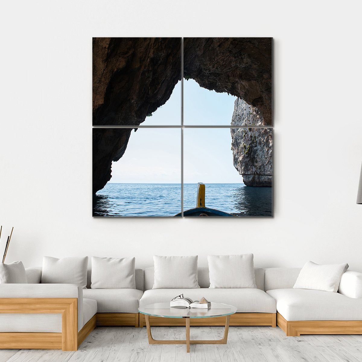 Blue Grotto Malta Canvas Wall Art-4 Square-Gallery Wrap-17" x 17"-Tiaracle