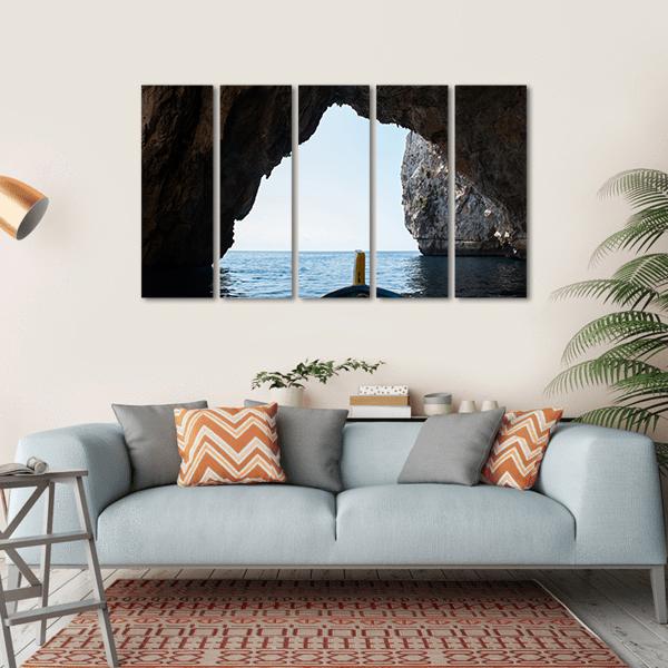 Blue Grotto Malta Canvas Wall Art-5 Horizontal-Gallery Wrap-22" x 12"-Tiaracle