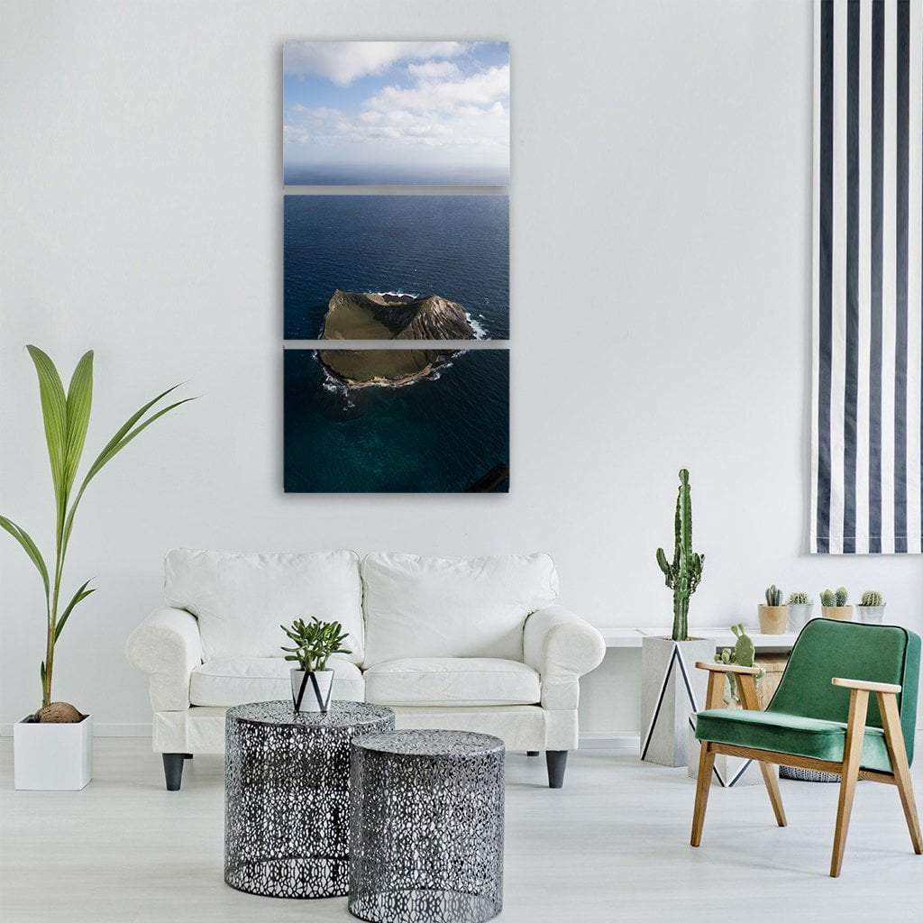 Blue Horizon Landscape Vertical Canvas Wall Art-3 Vertical-Gallery Wrap-12" x 25"-Tiaracle