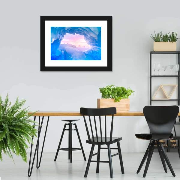 Blue Ice Cave Canvas Wall Art-3 Horizontal-Gallery Wrap-25" x 16"-Tiaracle