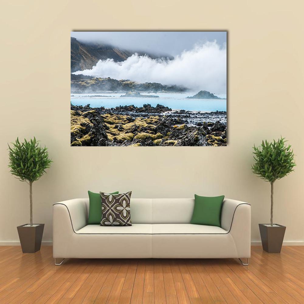Blue Lagoon In Iceland Canvas Wall Art-1 Piece-Gallery Wrap-48" x 32"-Tiaracle
