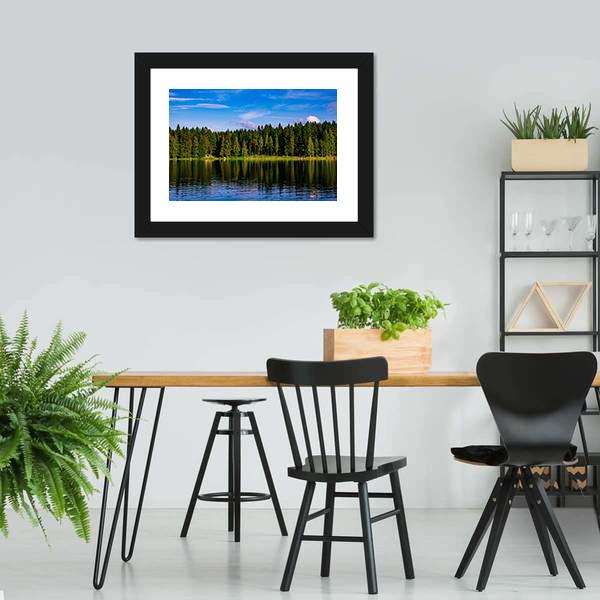 Blue Lake & House Canvas Wall Art-5 Horizontal-Gallery Wrap-22" x 12"-Tiaracle