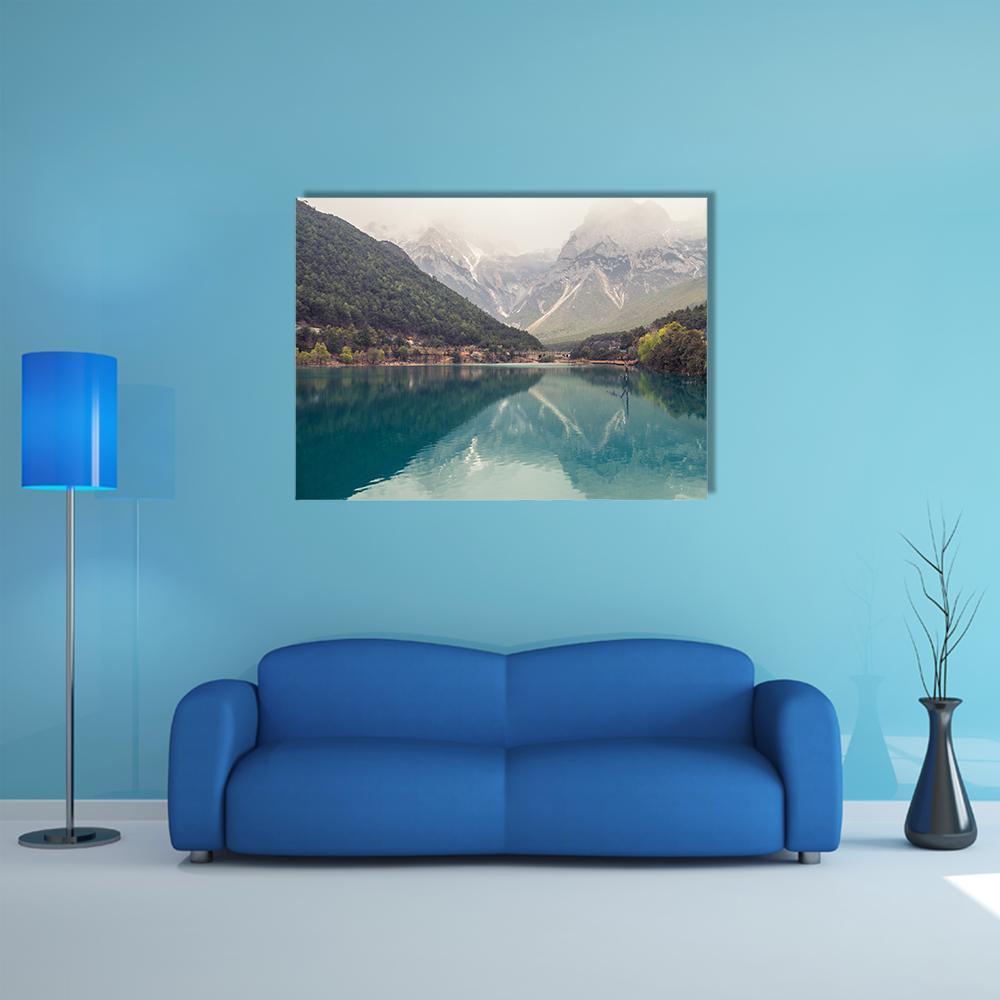 Blue Moon Valley In Lijiang Canvas Wall Art-1 Piece-Gallery Wrap-48" x 32"-Tiaracle