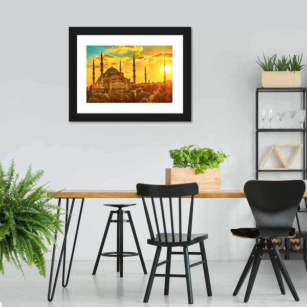 Blue Mosque At Beautiful Sunset Canvas Wall Art-3 Horizontal-Gallery Wrap-25" x 16"-Tiaracle