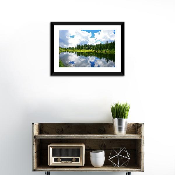 Blue Mountain Lake Panoramic Canvas Wall Art-1 Piece-36" x 12"-Tiaracle