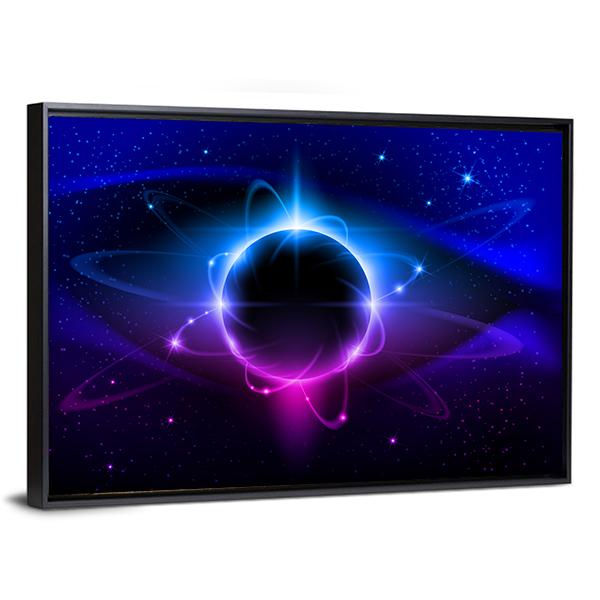 Blue Nebula In Space Panoramic Canvas Wall Art-1 Piece-36" x 12"-Tiaracle