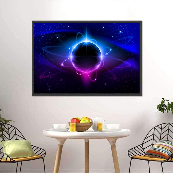 Blue Nebula In Space Panoramic Canvas Wall Art-1 Piece-36" x 12"-Tiaracle
