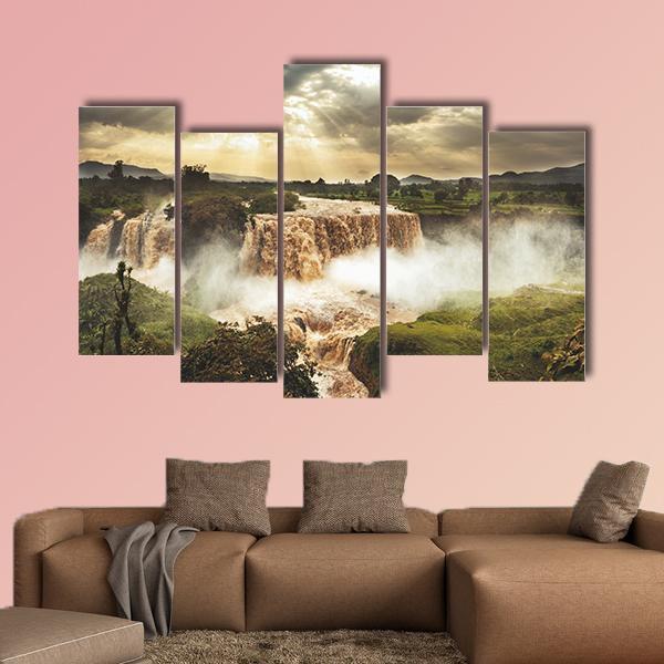Blue Nile Falls Ethiopia Canvas Wall Art-5 Pop-Gallery Wrap-47" x 32"-Tiaracle