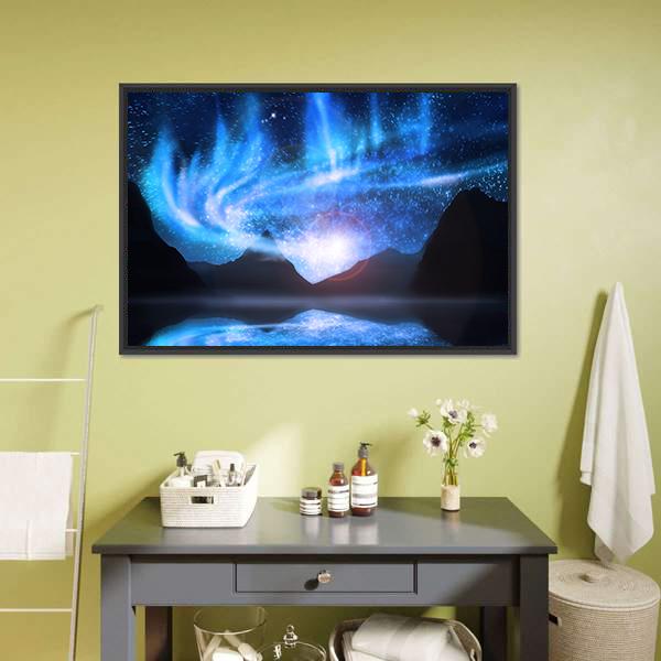 Blue Northern Lights Canvas Wall Art-5 Horizontal-Gallery Wrap-22" x 12"-Tiaracle