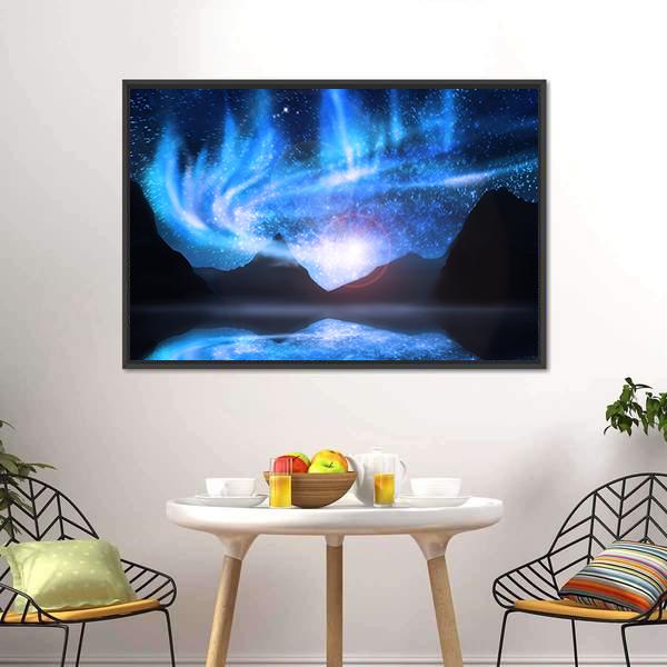 Blue Northern Lights Canvas Wall Art-3 Horizontal-Gallery Wrap-25" x 16"-Tiaracle
