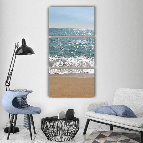 Blue Ocean Sea Beach Vertical Canvas Wall Art-3 Vertical-Gallery Wrap-12" x 25"-Tiaracle