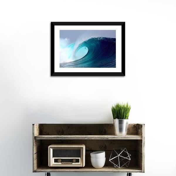 Blue Ocean Tropical Surfing Wave Canvas Wall Art-1 Piece-Framed Print-20" x 16"-Tiaracle