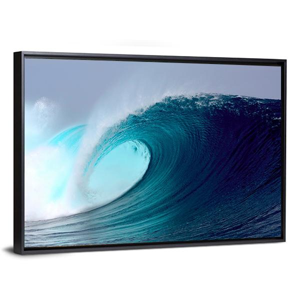 Blue Ocean Tropical Surfing Wave Canvas Wall Art-3 Horizontal-Gallery Wrap-25" x 16"-Tiaracle