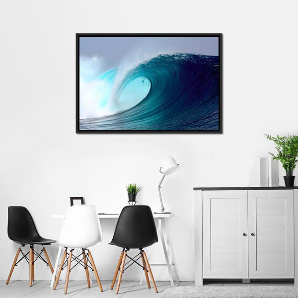 Blue Ocean Tropical Surfing Wave Canvas Wall Art-3 Horizontal-Gallery Wrap-25" x 16"-Tiaracle