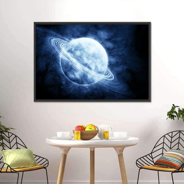 Blue Planet In Space Canvas Wall Art-5 Horizontal-Gallery Wrap-22" x 12"-Tiaracle