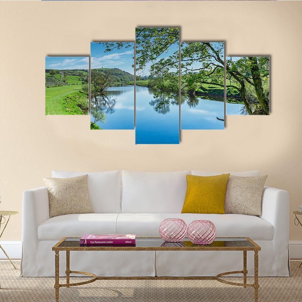 Blue River Near Lancaster Canvas Wall Art-5 Star-Gallery Wrap-62" x 32"-Tiaracle