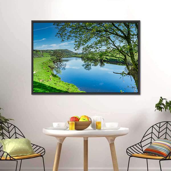 Blue River Near Lancaster Canvas Wall Art-3 Horizontal-Gallery Wrap-25" x 16"-Tiaracle