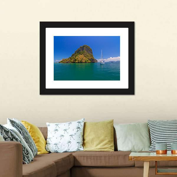 Blue Sea Under Clear Sky Canvas Wall Art-3 Horizontal-Gallery Wrap-25" x 16"-Tiaracle