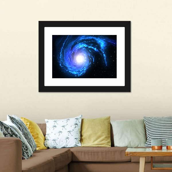 Blue Spiral Galaxy Canvas Wall Art-1 Piece-Framed Print-20" x 16"-Tiaracle