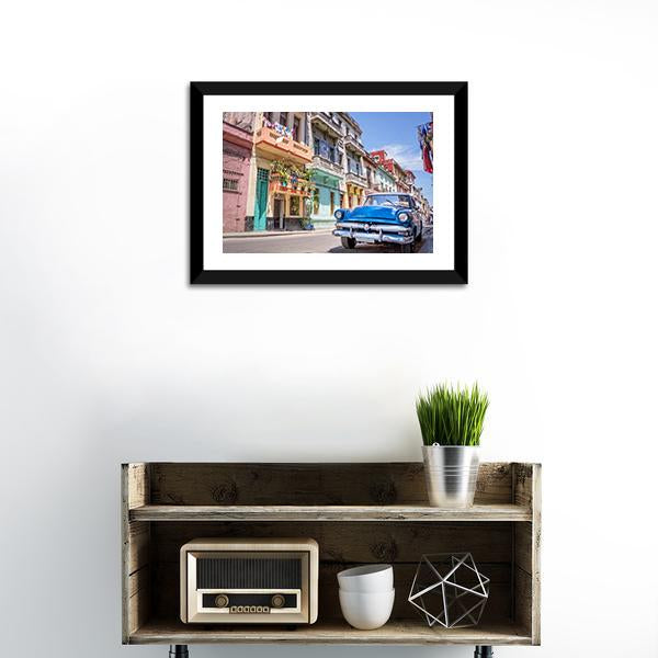 Blue Vintage Car Canvas Wall Art-1 Piece-Framed Print-20" x 16"-Tiaracle