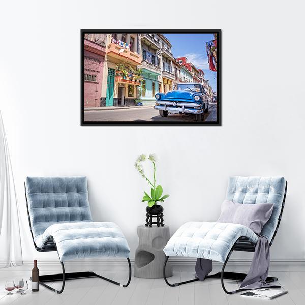 Blue Vintage Car Canvas Wall Art-5 Horizontal-Gallery Wrap-22" x 12"-Tiaracle